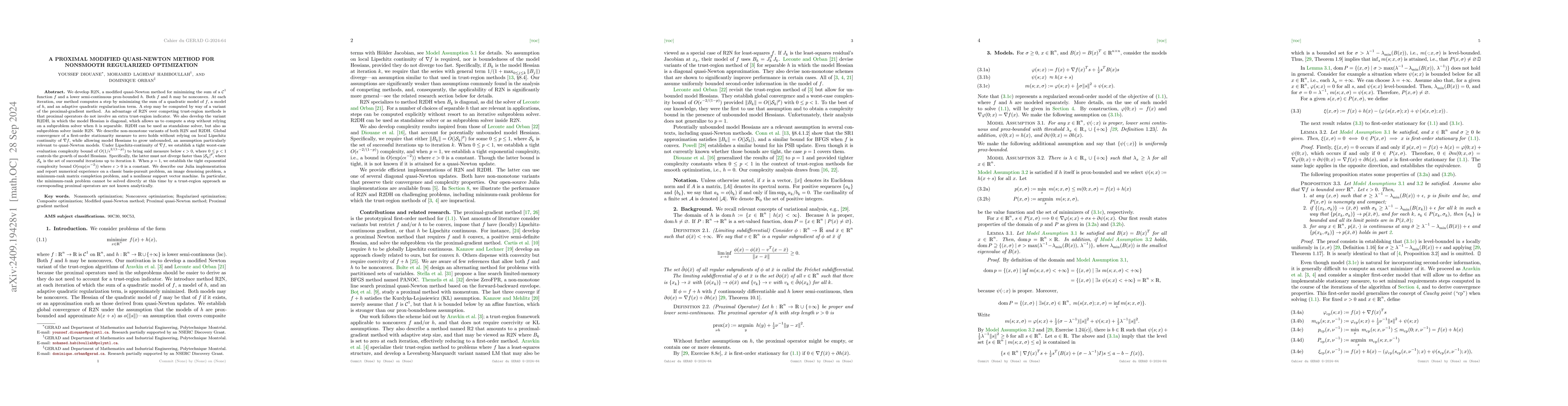 Thumbnail for A Proximal Modified Quasi-Newton Method for Nonsmooth Regularized
  Optimization