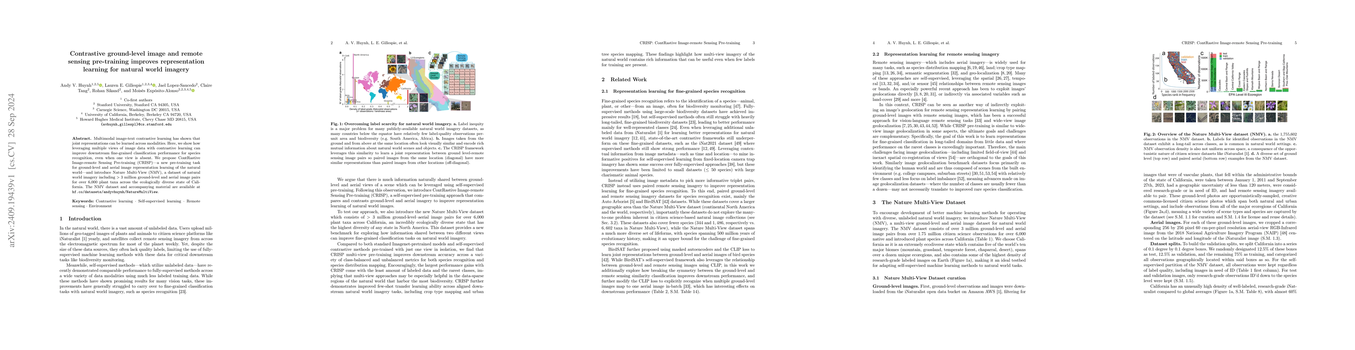 Thumbnail for Contrastive ground-level image and remote sensing pre-training improves
  representation learning for natural world imagery