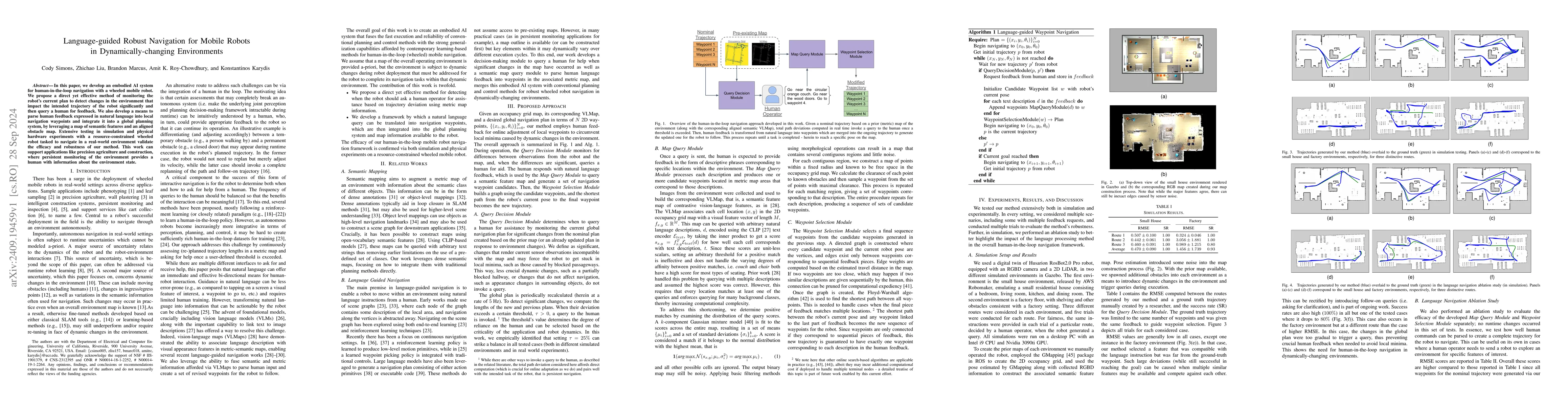 Thumbnail for Language-guided Robust Navigation for Mobile Robots in
  Dynamically-changing Environments