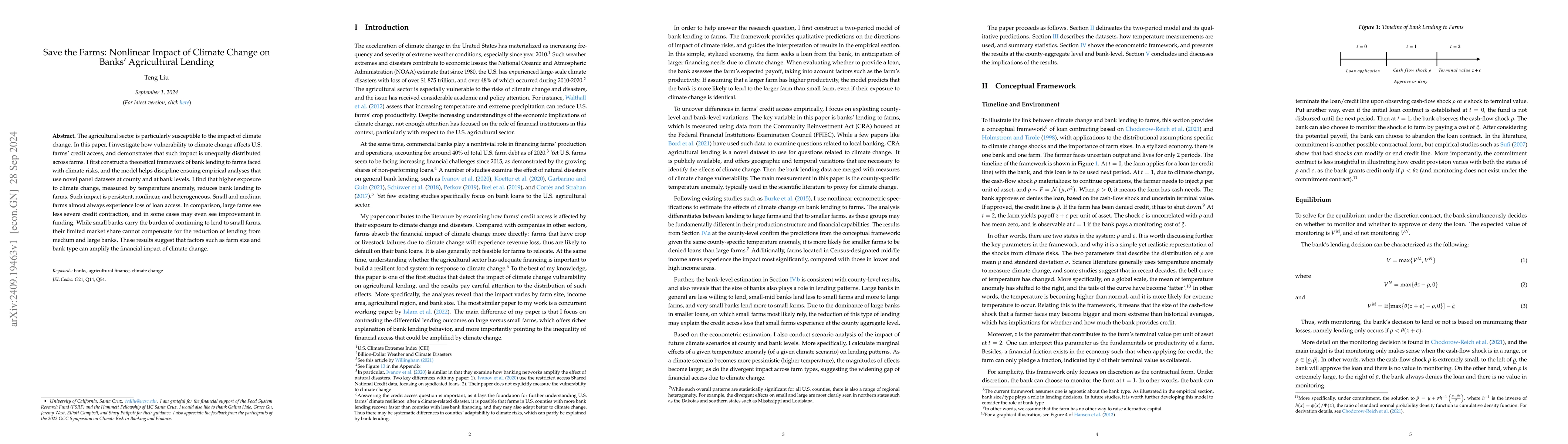 Thumbnail for Save the Farms: Nonlinear Impact of Climate Change on Banks'
  Agricultural Lending