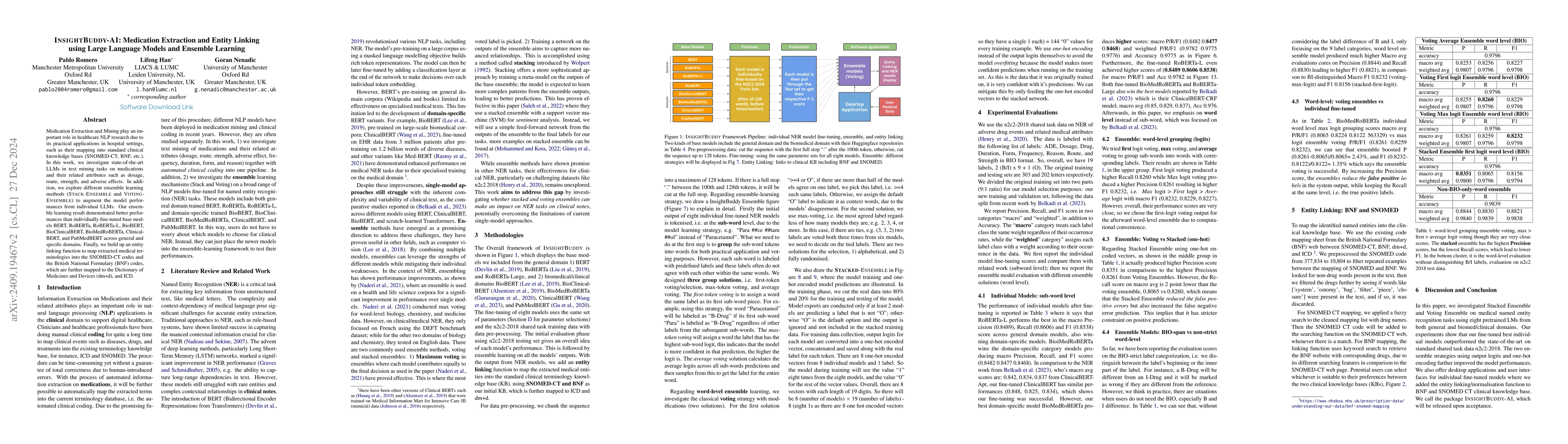 Thumbnail for INSIGHTBUDDY-AI: Medication Extraction and Entity Linking using Large
  Language Models and Ensemble Learning