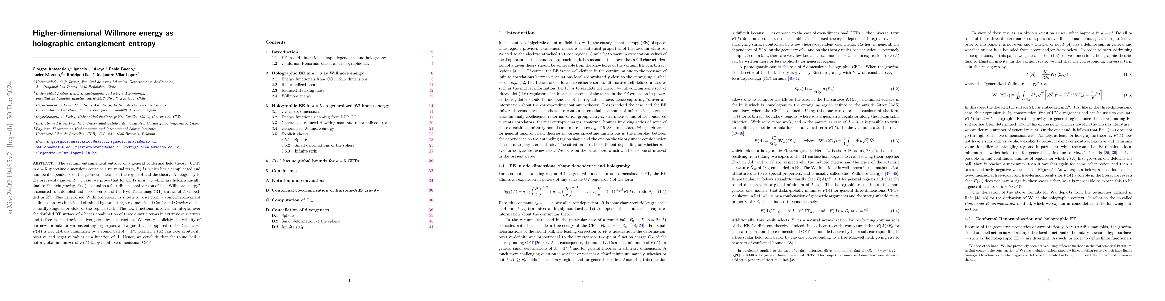 Thumbnail for Higher-dimensional Willmore energy as holographic entanglement entropy