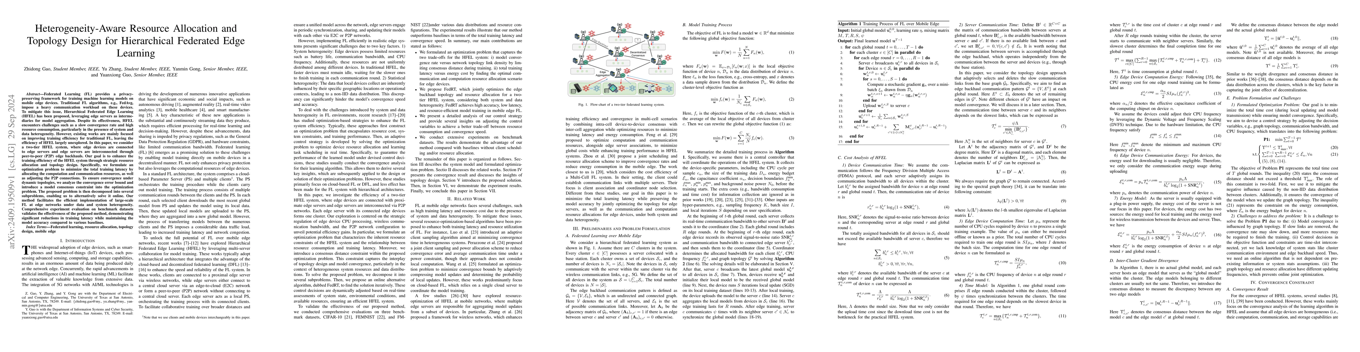 Thumbnail for Heterogeneity-Aware Resource Allocation and Topology Design for
  Hierarchical Federated Edge Learning