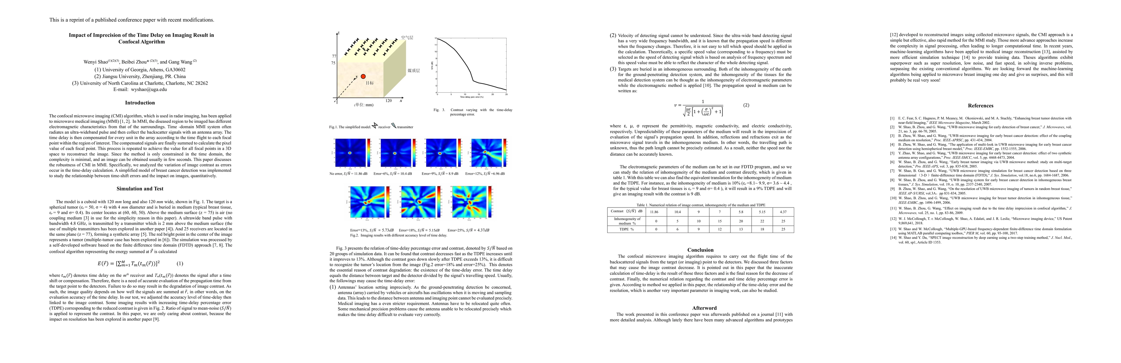 Thumbnail for Impact of Imprecision of the Time Delay on Imaging Result in Confocal
  Algorithm