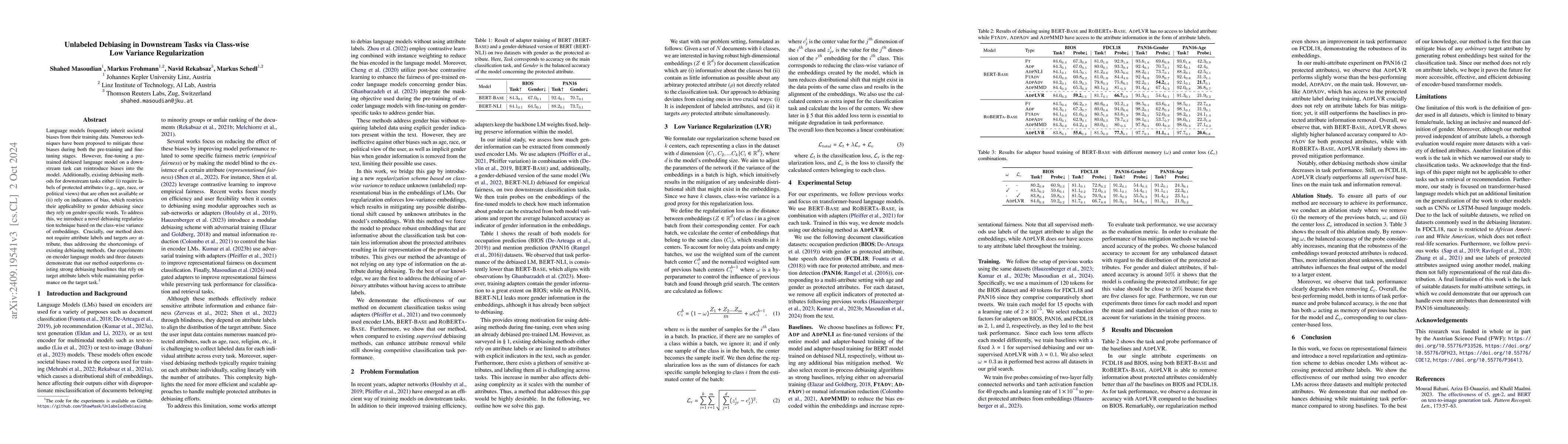 Thumbnail for Unlabeled Debiasing in Downstream Tasks via Class-wise Low Variance
  Regularization