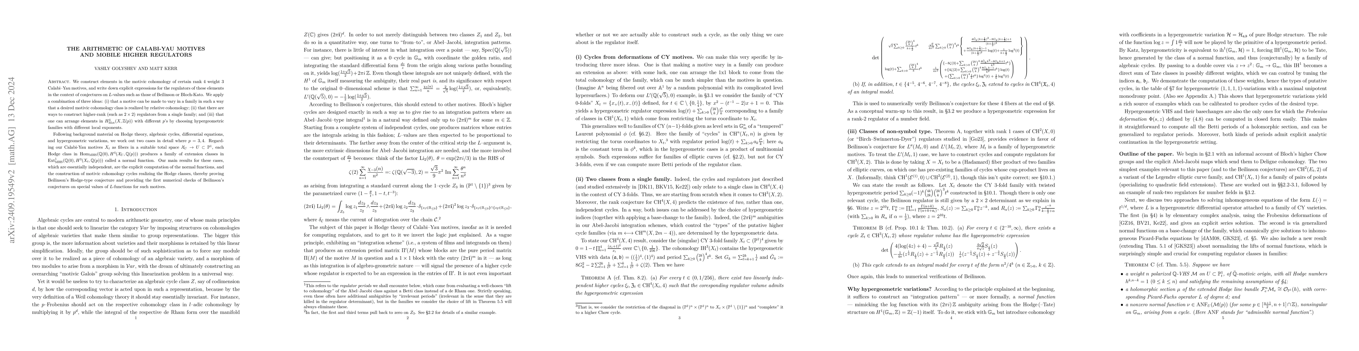 Thumbnail for The arithmetic of Calabi-Yau motives and mobile higher regulators