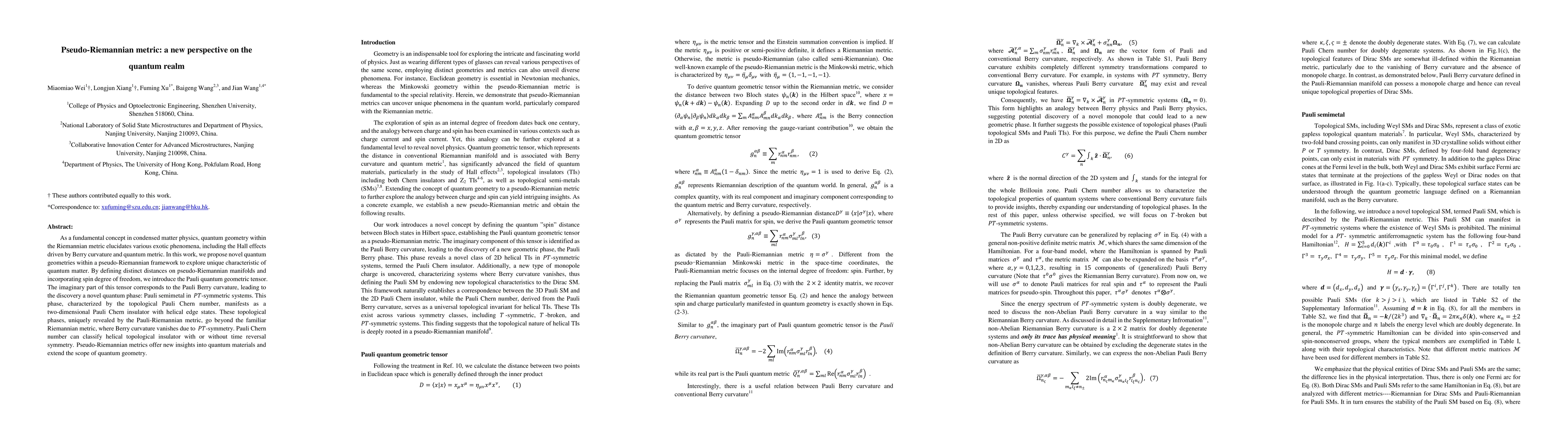 Thumbnail for Pseudo-Riemannian metric: a new perspective on the quantum realm