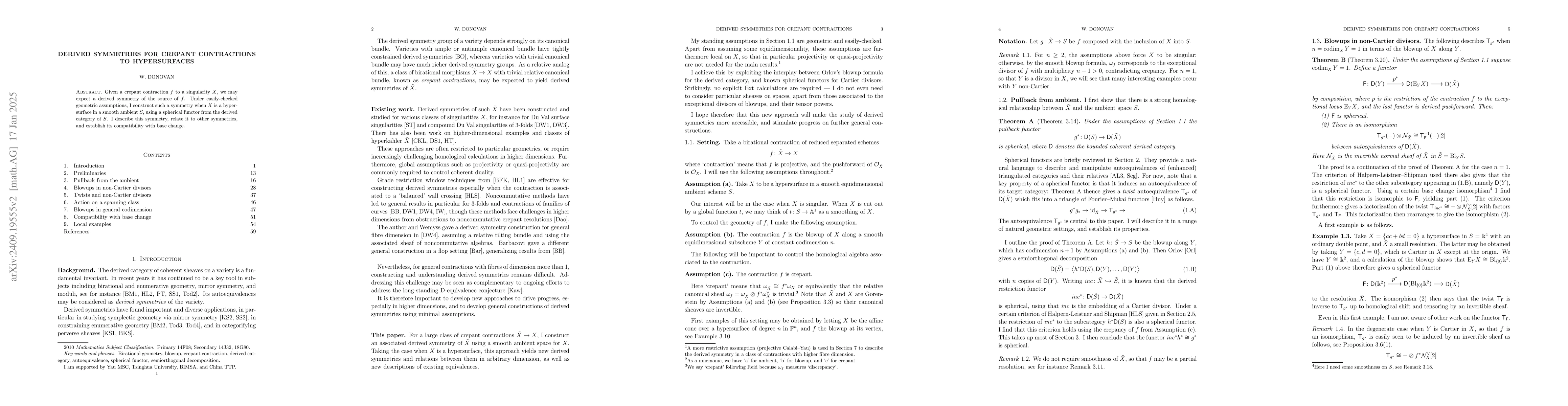 Thumbnail for Derived symmetries for crepant contractions to hypersurfaces
