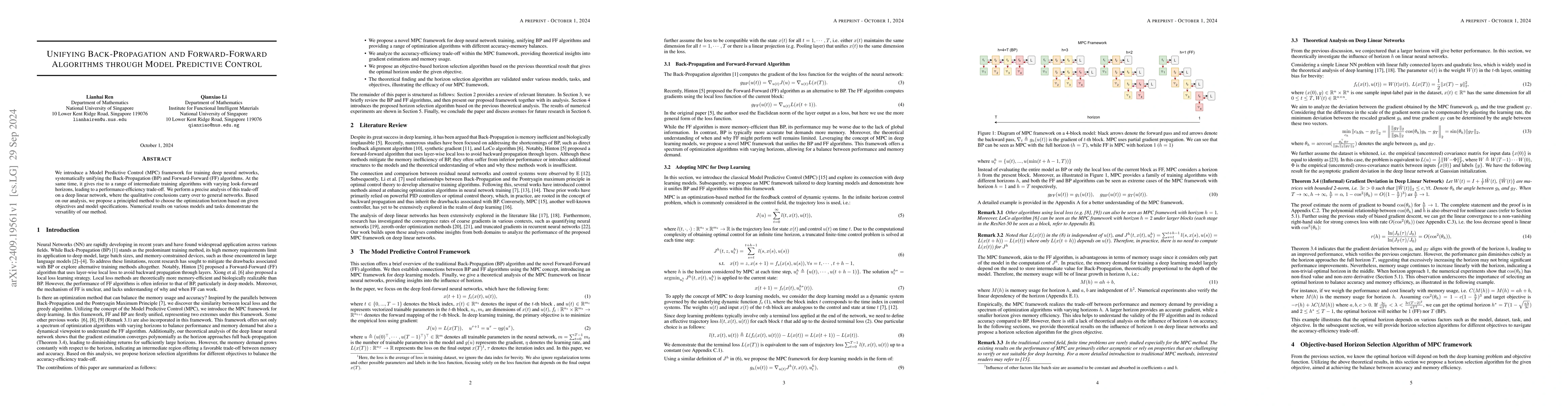 Thumbnail for Unifying back-propagation and forward-forward algorithms through model
  predictive control