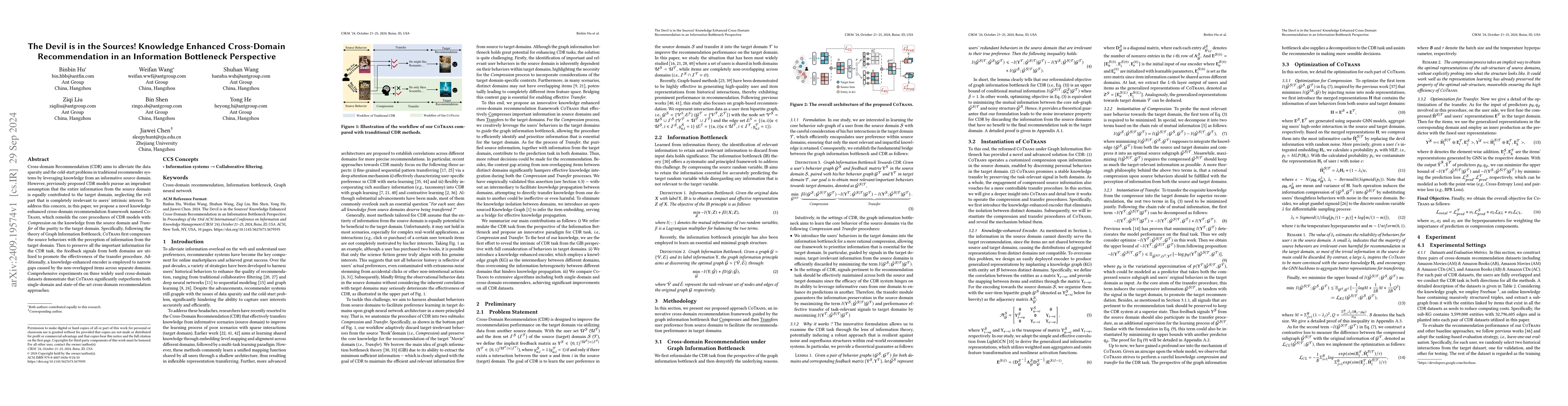 Thumbnail for The Devil is in the Sources! Knowledge Enhanced Cross-Domain
  Recommendation in an Information Bottleneck Perspective