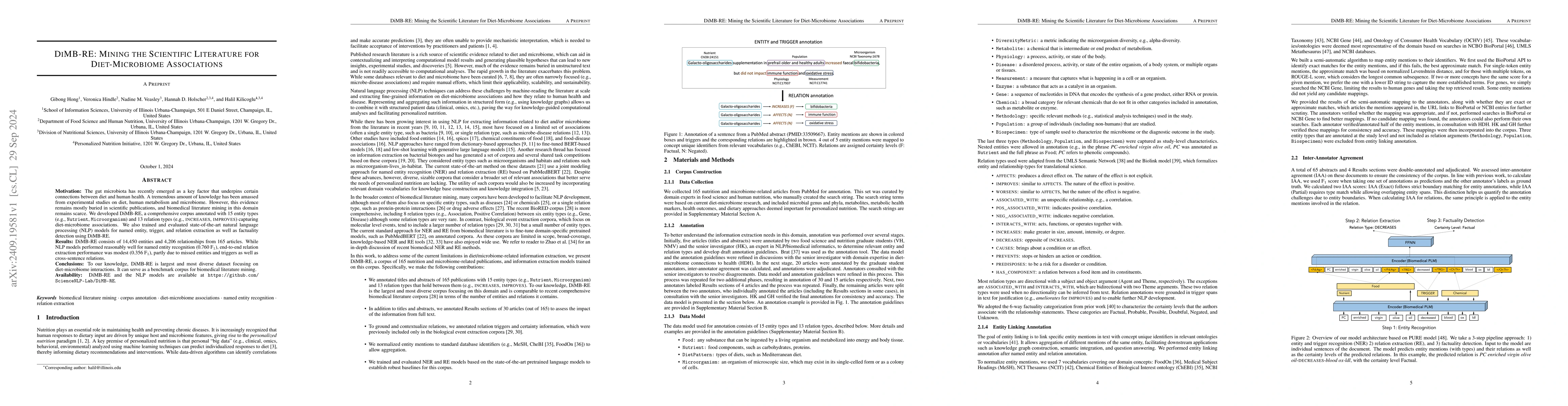 Thumbnail for DiMB-RE: Mining the Scientific Literature for Diet-Microbiome
  Associations