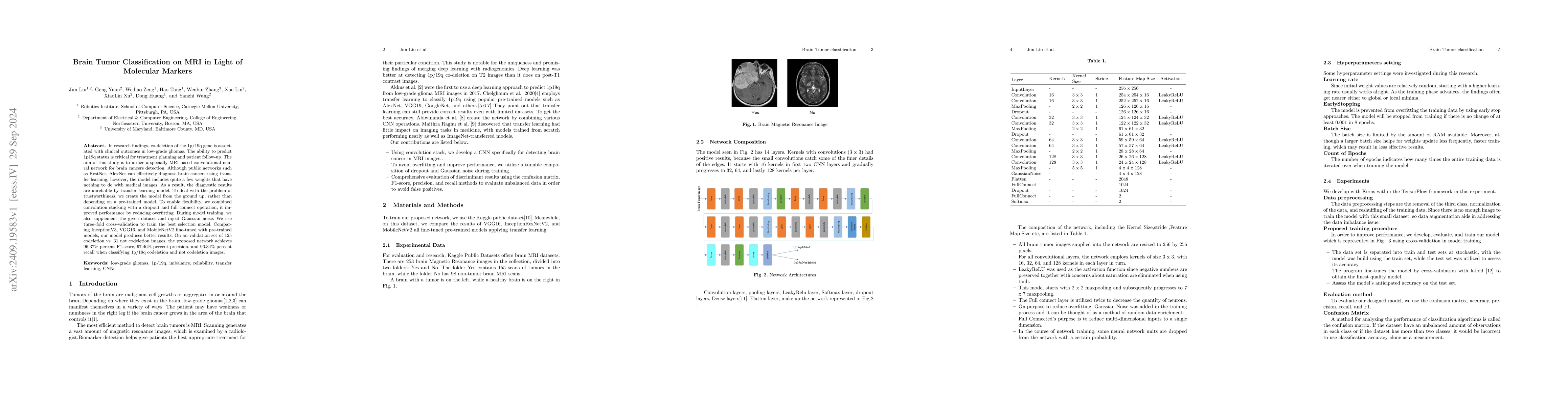 Thumbnail for Brain Tumor Classification on MRI in Light of Molecular Markers