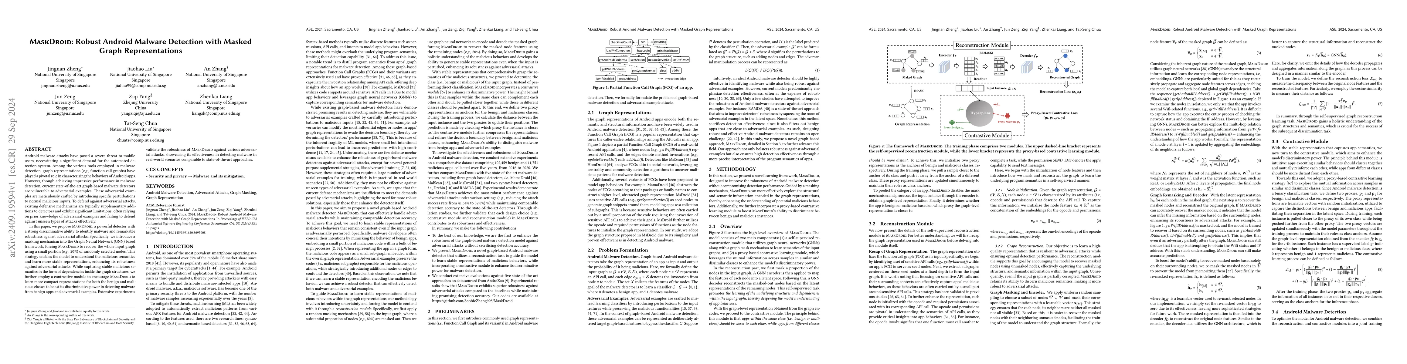 Thumbnail for MASKDROID: Robust Android Malware Detection with Masked Graph
  Representations