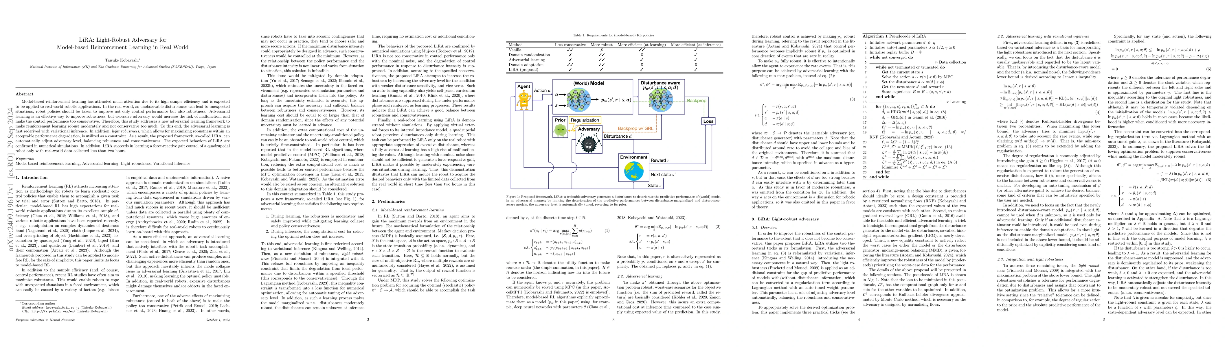 Thumbnail for LiRA: Light-Robust Adversary for Model-based Reinforcement Learning in
  Real World