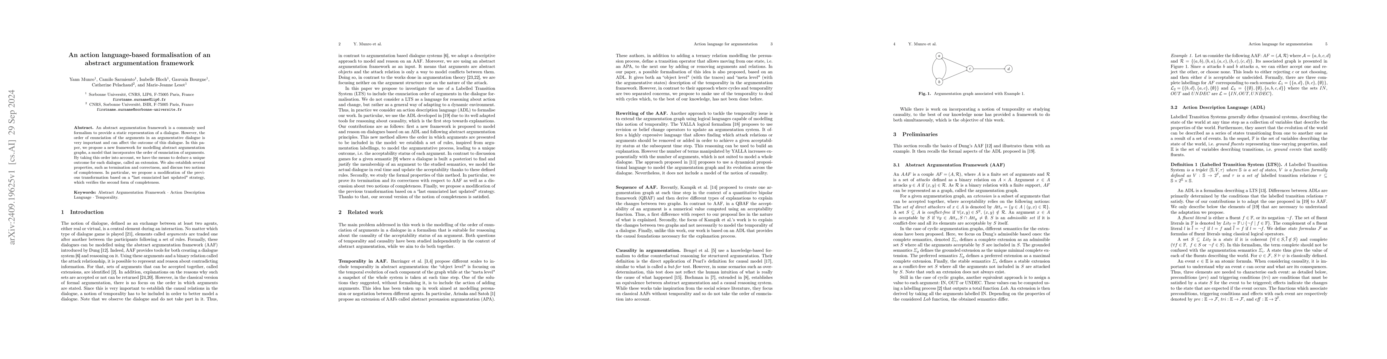 Thumbnail for An action language-based formalisation of an abstract argumentation
  framework
