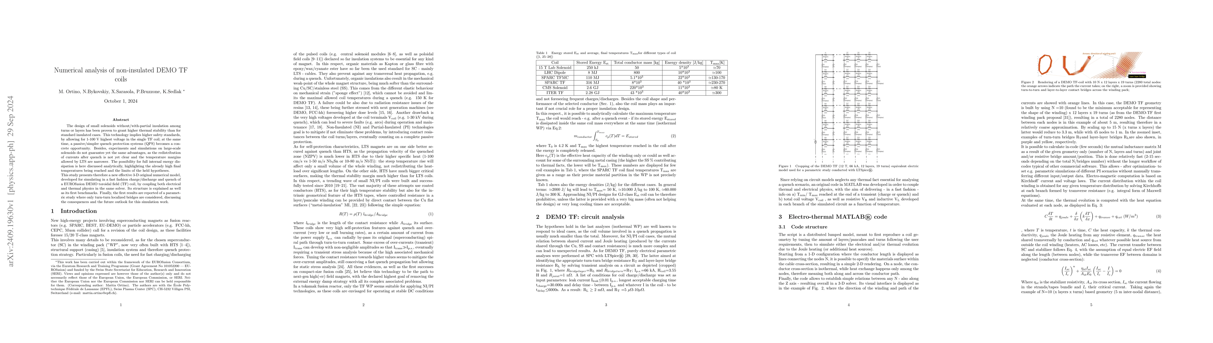 Thumbnail for Numerical analysis of non-insulated DEMO TF coils