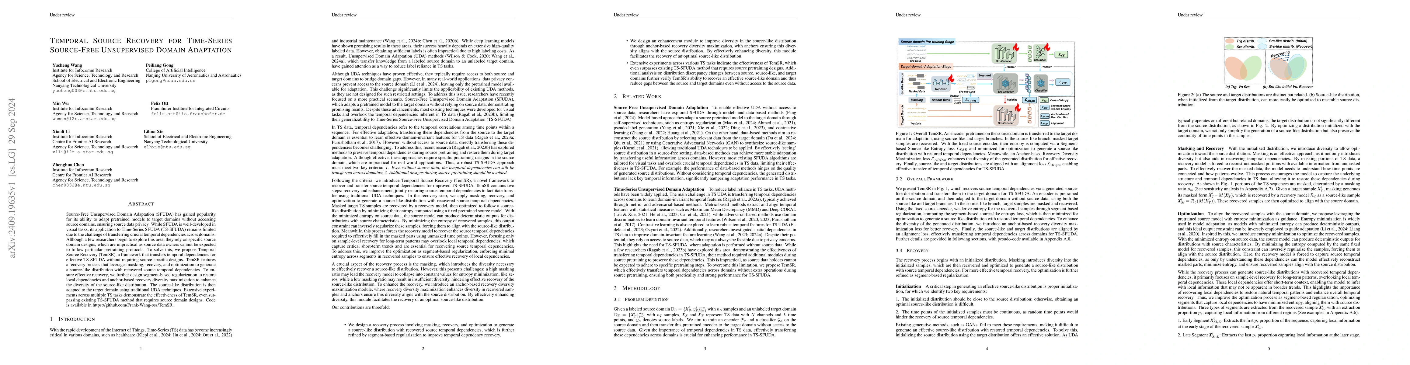 Thumbnail for Temporal Source Recovery for Time-Series Source-Free Unsupervised Domain
  Adaptation