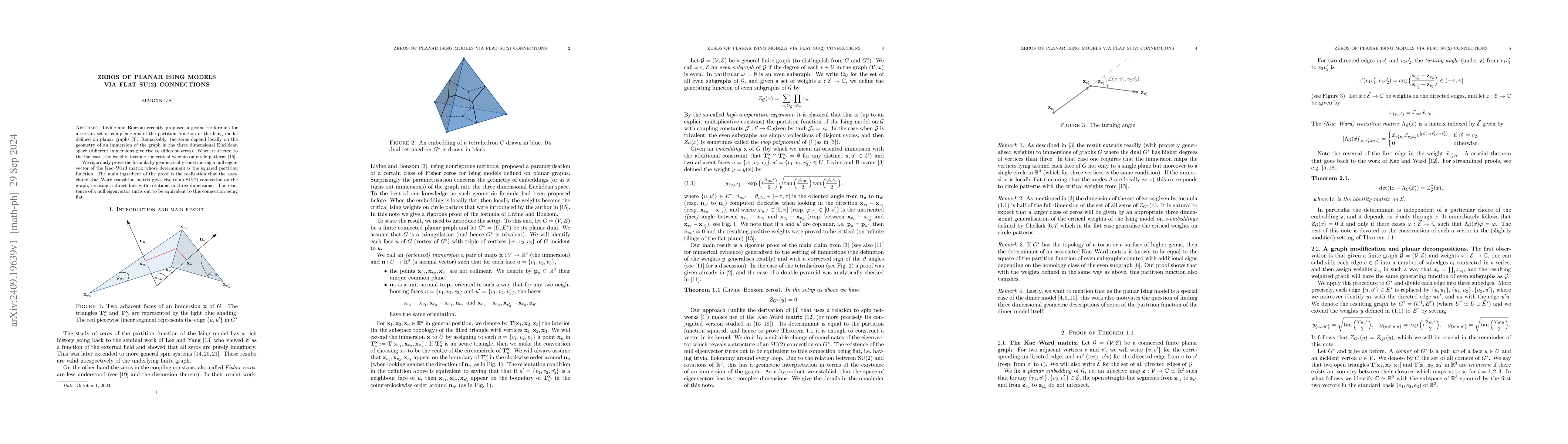 Thumbnail for Zeros of planar Ising models via flat SU(2) connections