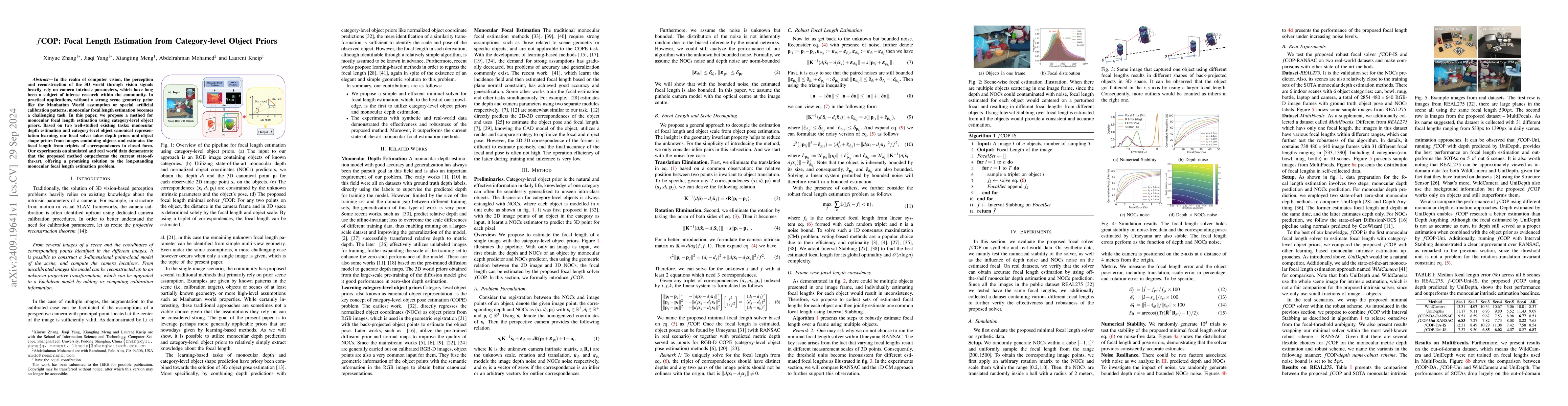 Thumbnail for fCOP: Focal Length Estimation from Category-level Object Priors