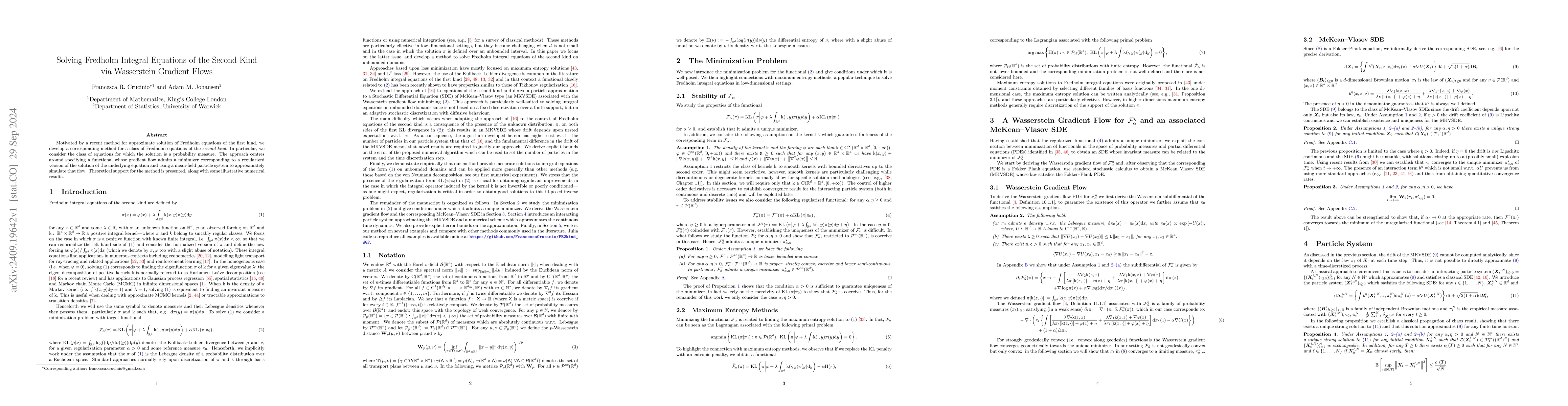 Thumbnail for Solving Fredholm Integral Equations of the Second Kind via Wasserstein
  Gradient Flows