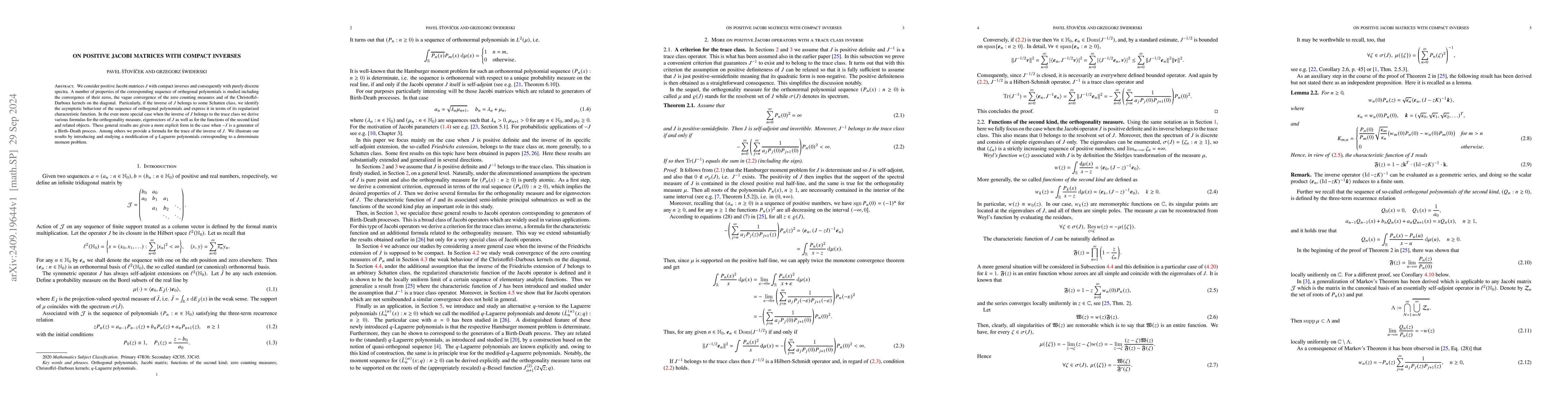 Thumbnail for On positive Jacobi matrices with compact inverses