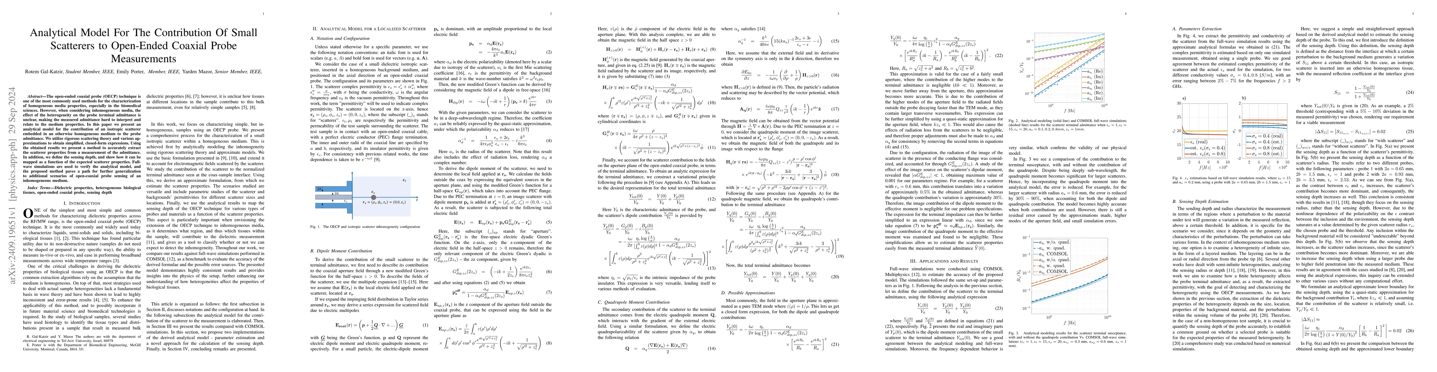 Thumbnail for Analytical Model For The Contribution Of Small Scatterers to Open-Ended
  Coaxial Probe Measurements