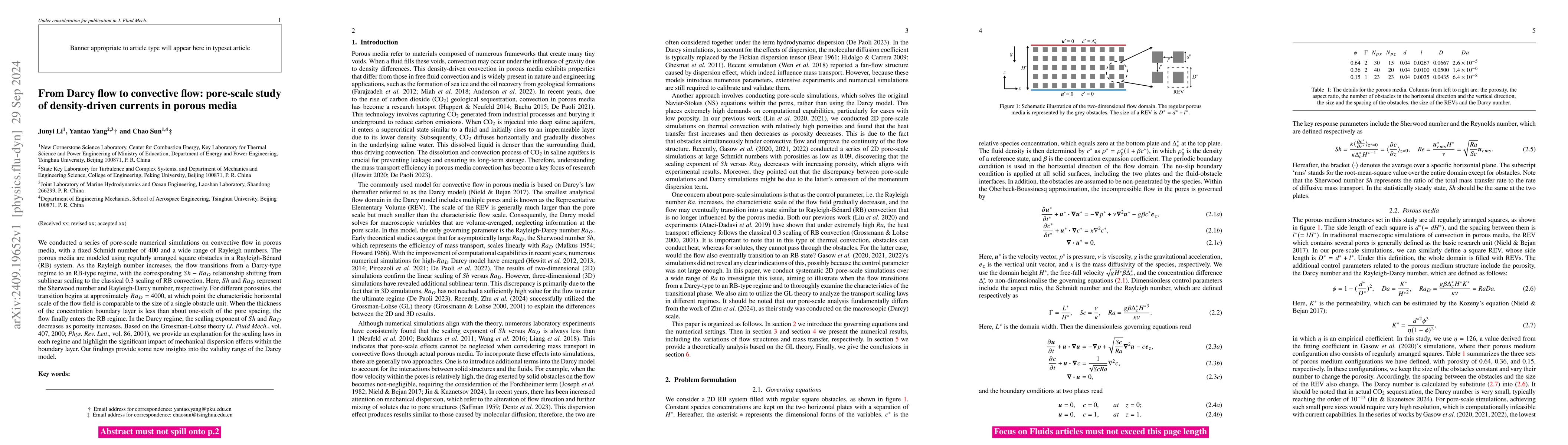Thumbnail for From Darcy flow to convective flow: pore-scale study of density-driven
  currents in porous media