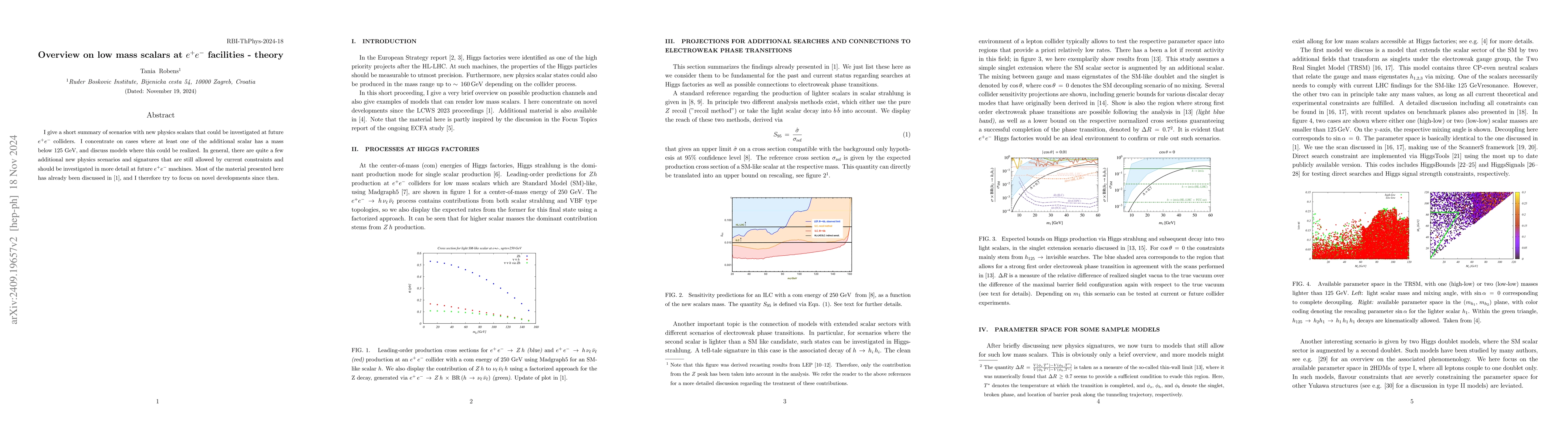 Thumbnail for Overview on low mass scalars at $e^+e^-$ facilities -- theory