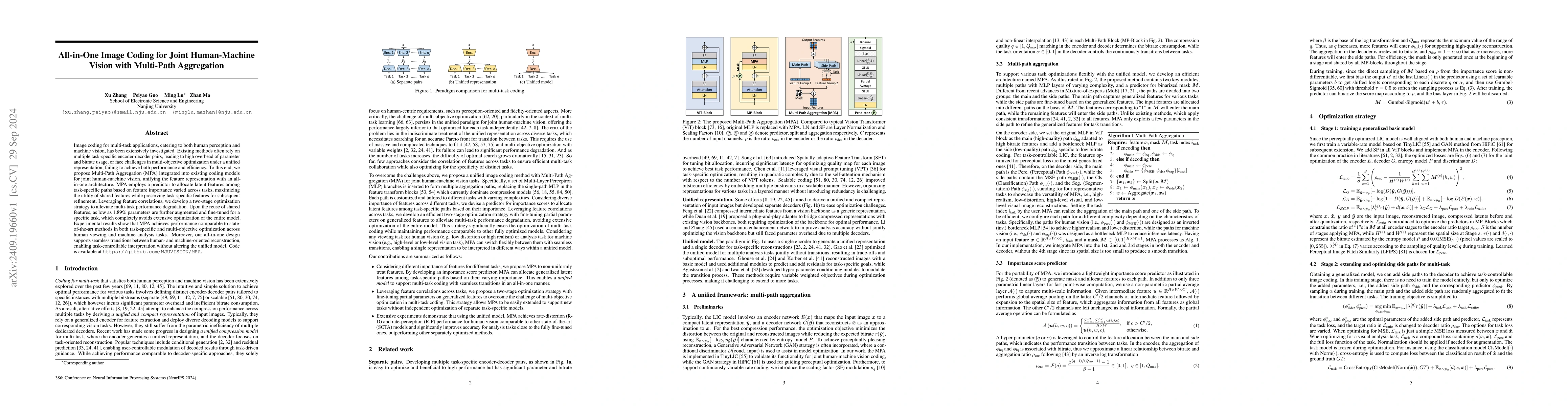 Thumbnail for All-in-One Image Coding for Joint Human-Machine Vision with Multi-Path
  Aggregation