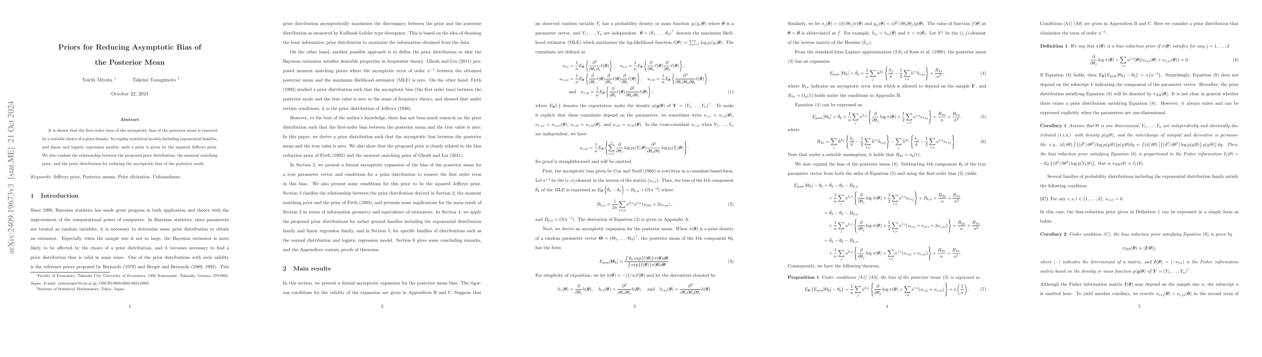 Thumbnail for Priors for Reducing Asymptotic Bias of the Posterior Mean