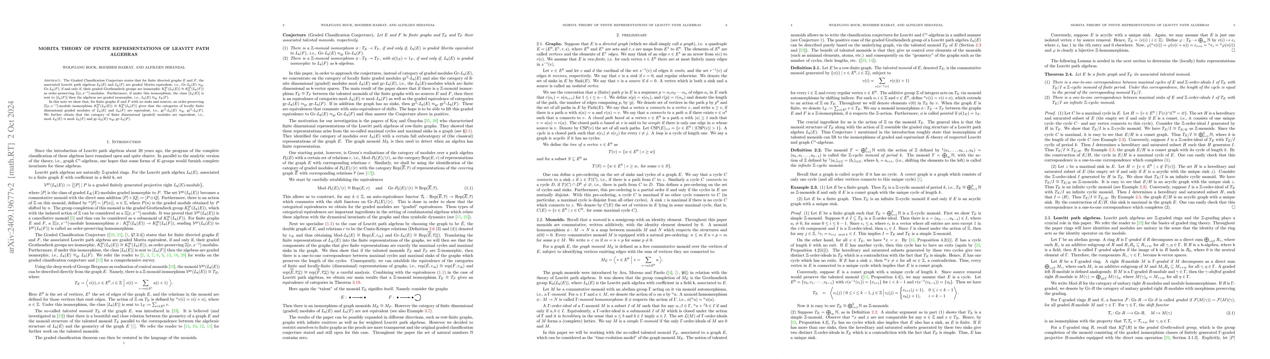 Thumbnail for Morita theory of finite representations of Leavitt path algebras