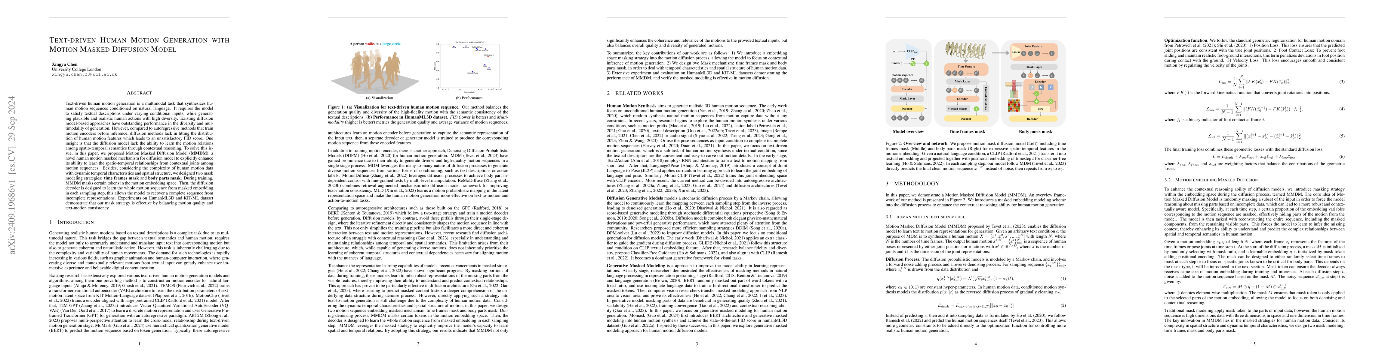 Thumbnail for Text-driven Human Motion Generation with Motion Masked Diffusion Model