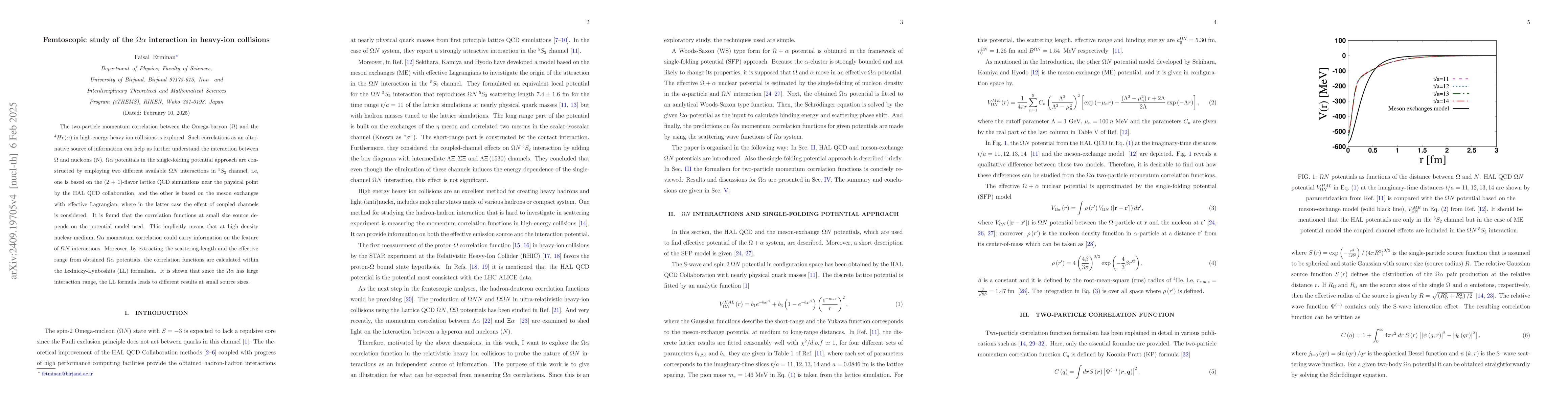 Thumbnail for Femtoscopic study of the $ Ωα$ interaction in heavy-ion
  collisions