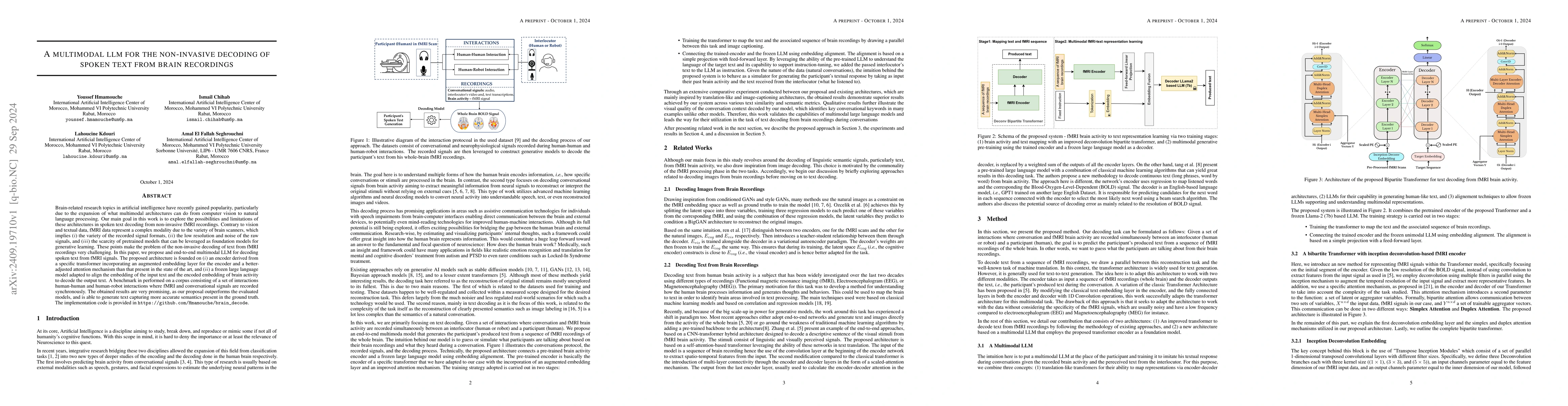 Thumbnail for A multimodal LLM for the non-invasive decoding of spoken text from brain
  recordings