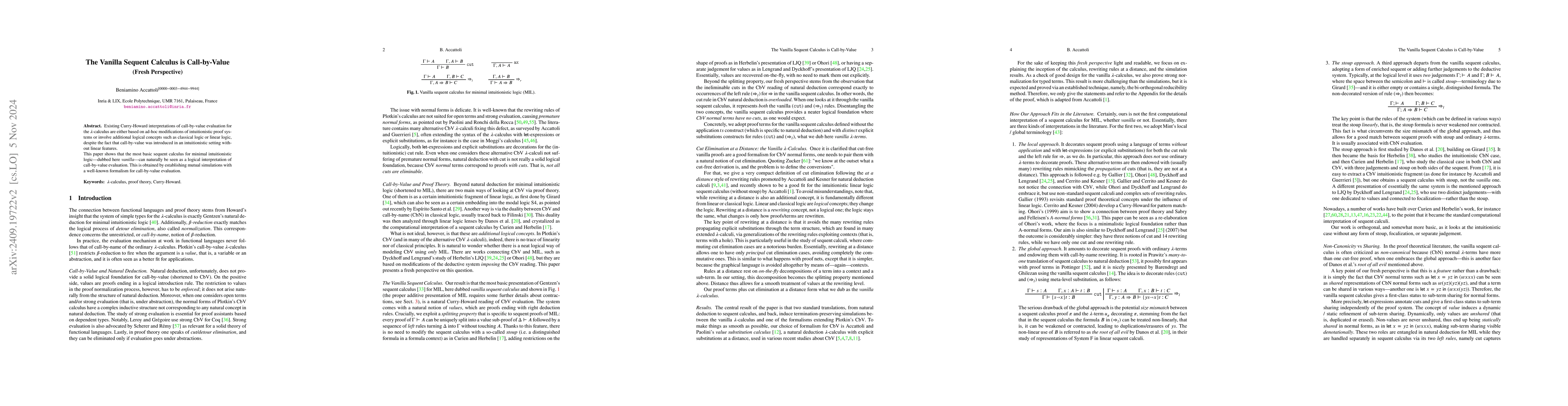 Thumbnail for The Vanilla Sequent Calculus is Call-by-Value (Fresh Perspective)