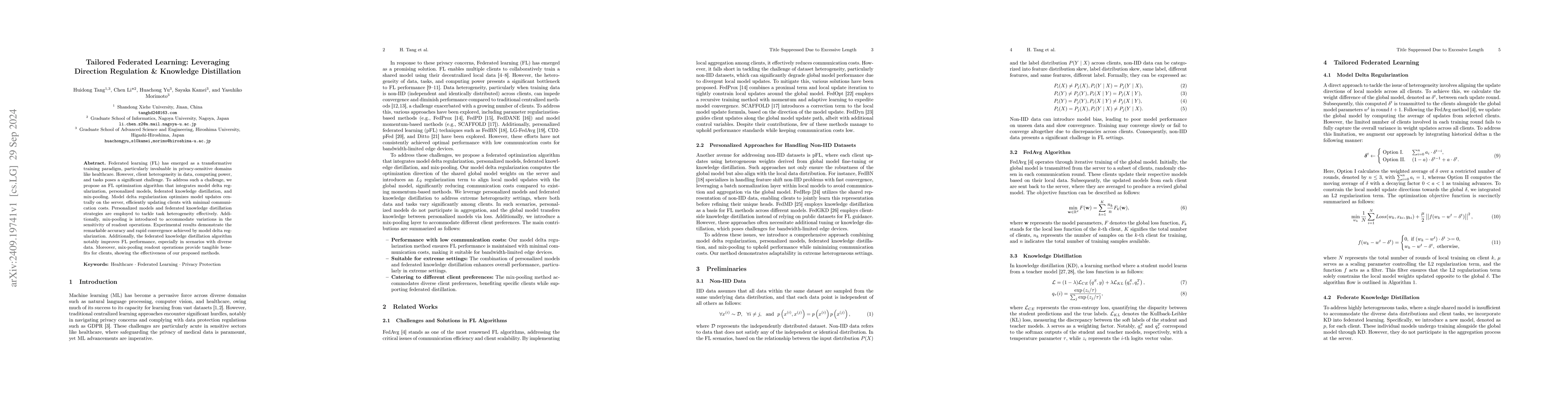 Thumbnail for Tailored Federated Learning: Leveraging Direction Regulation & Knowledge
  Distillation