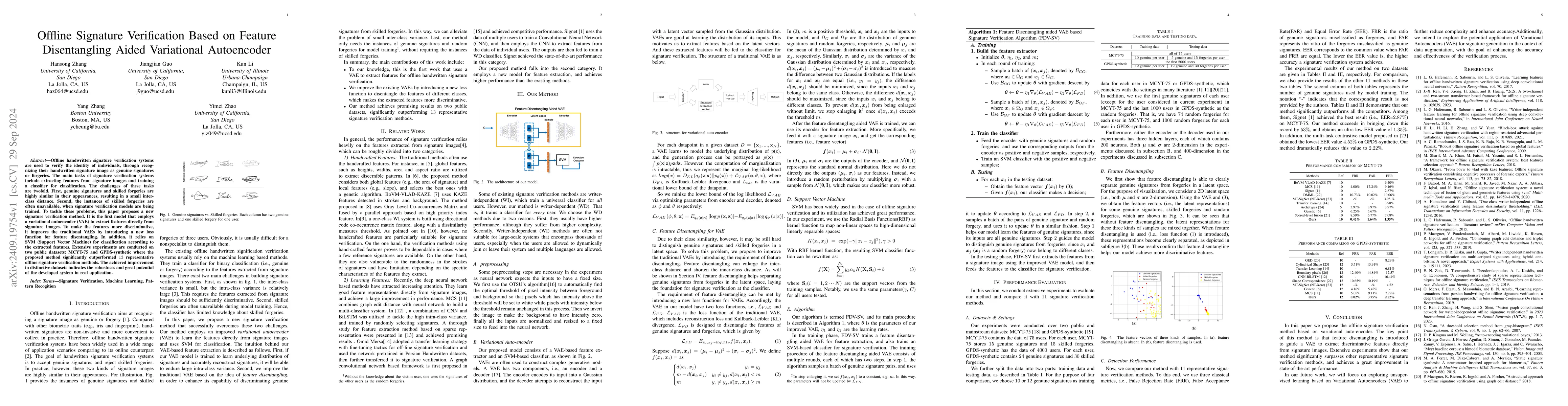 Thumbnail for Offline Signature Verification Based on Feature Disentangling Aided
  Variational Autoencoder