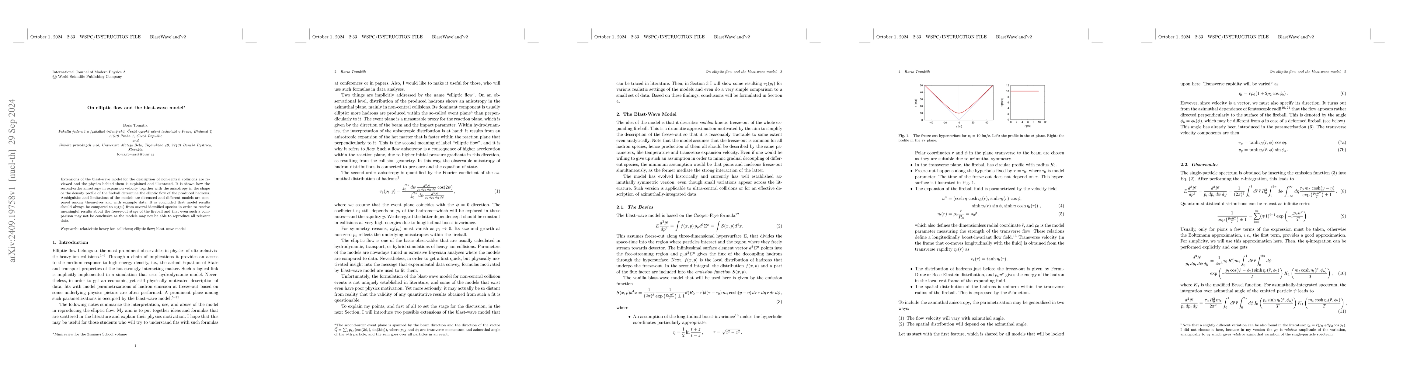 Thumbnail for On elliptic flow and the blast-wave model