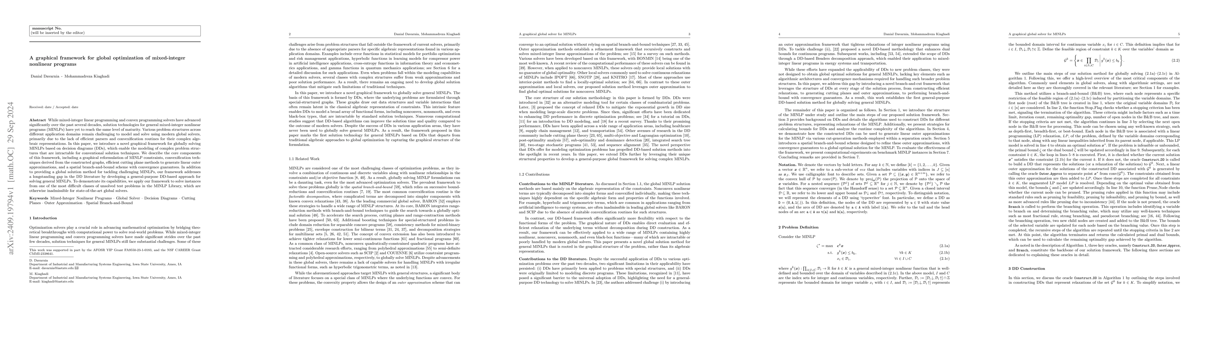 Thumbnail for A graphical framework for global optimization of mixed-integer nonlinear
  programs