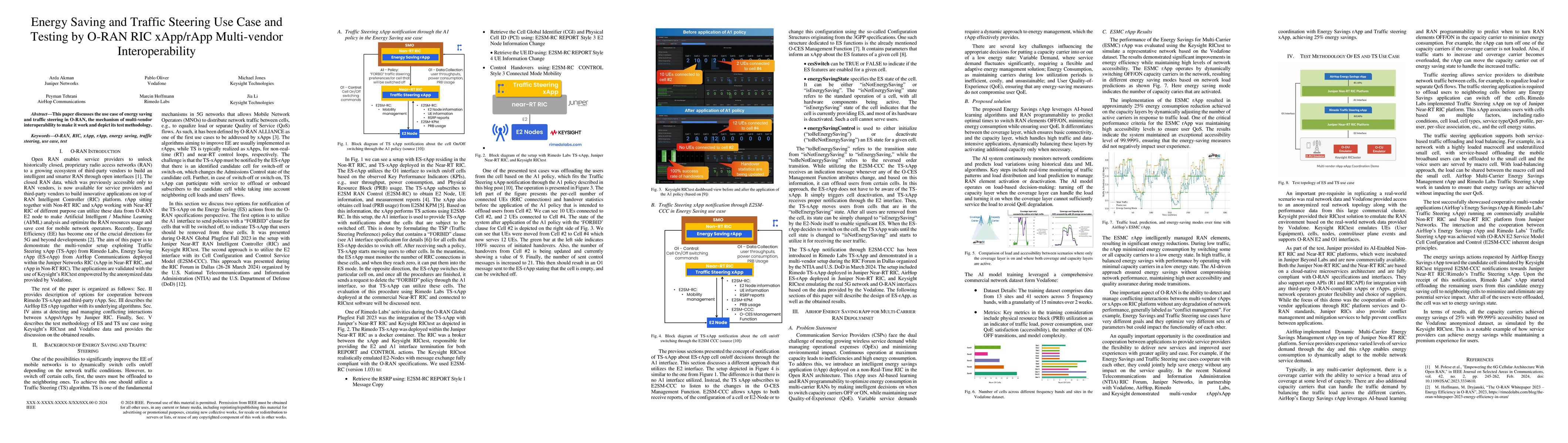 Thumbnail for Energy Saving and Traffic Steering Use Case and Testing by O-RAN RIC
  xApp/rApp Multi-vendor Interoperability