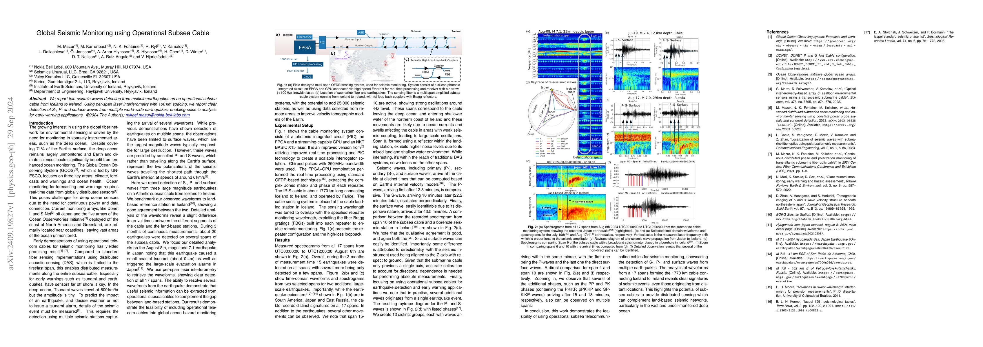Thumbnail for Global Seismic Monitoring using Operational Subsea Cable