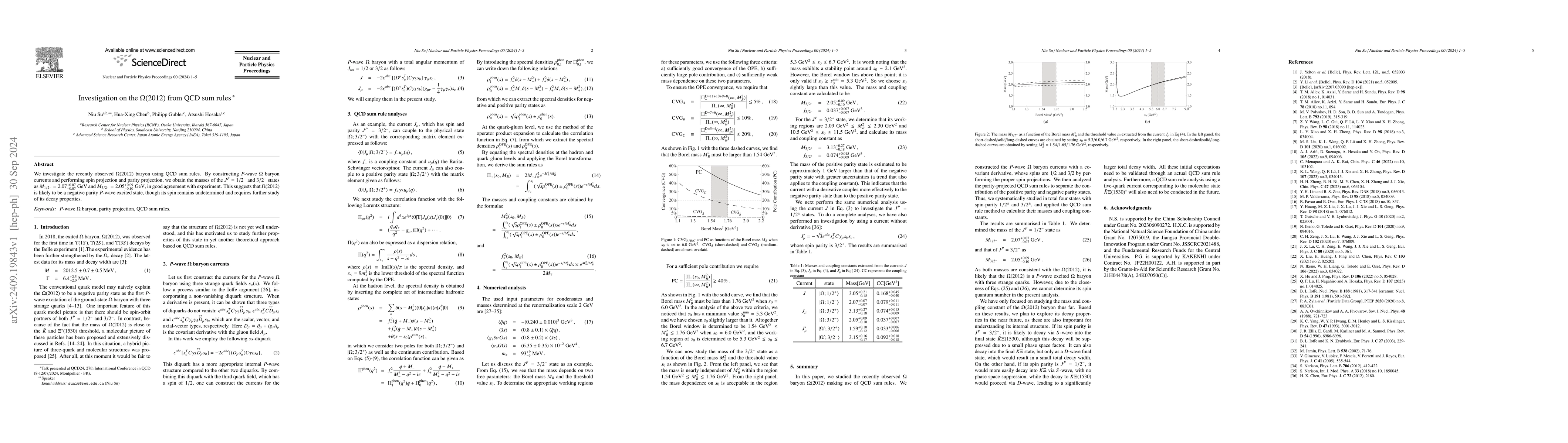 Thumbnail for Investigation on the $Ω(2012)$ from QCD sum rules