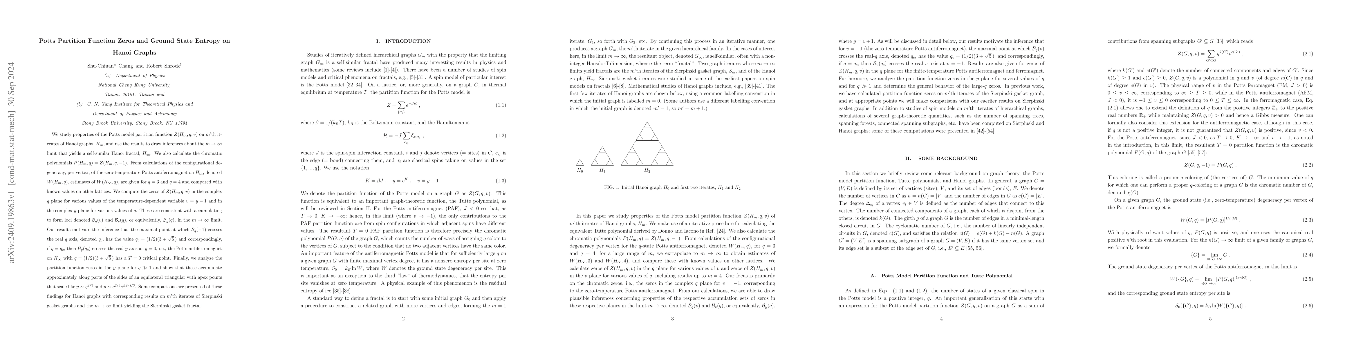 Thumbnail for Potts Partition Function Zeros and Ground State Entropy on Hanoi Graphs