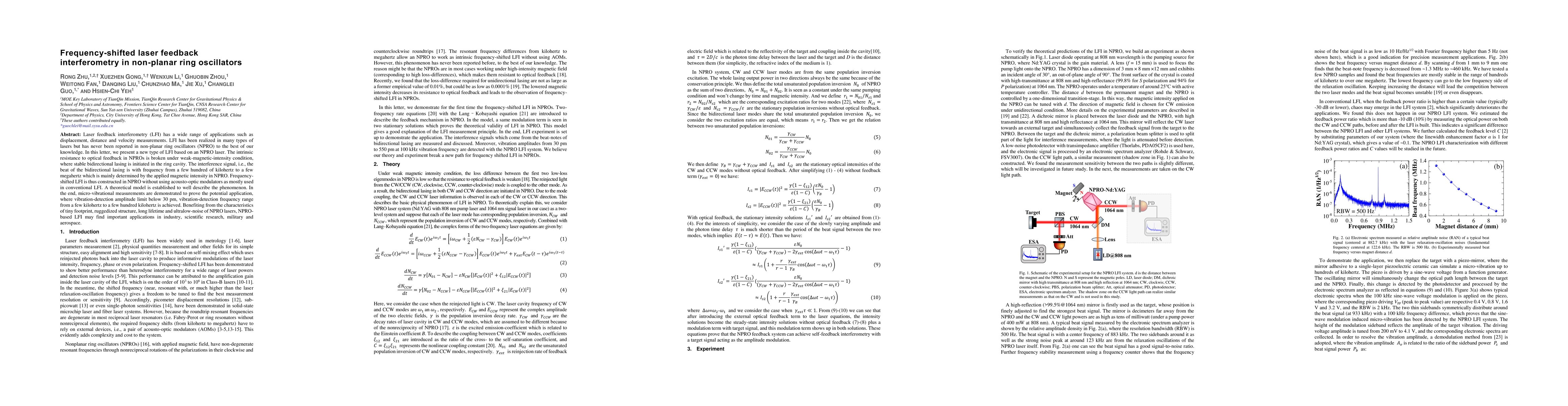 Thumbnail for Frequency-shifted laser feedback interferometry in non-planar ring
  oscillators
