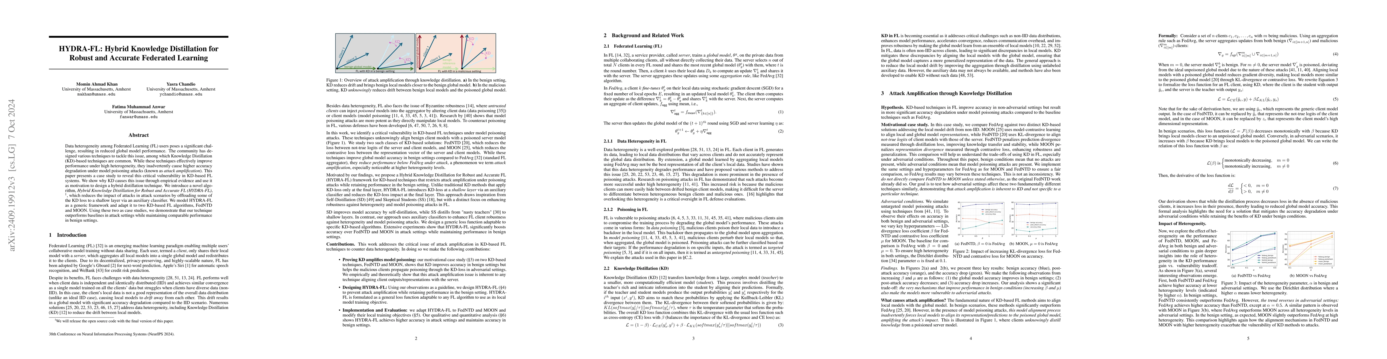 Thumbnail for HYDRA-FL: Hybrid Knowledge Distillation for Robust and Accurate
  Federated Learning