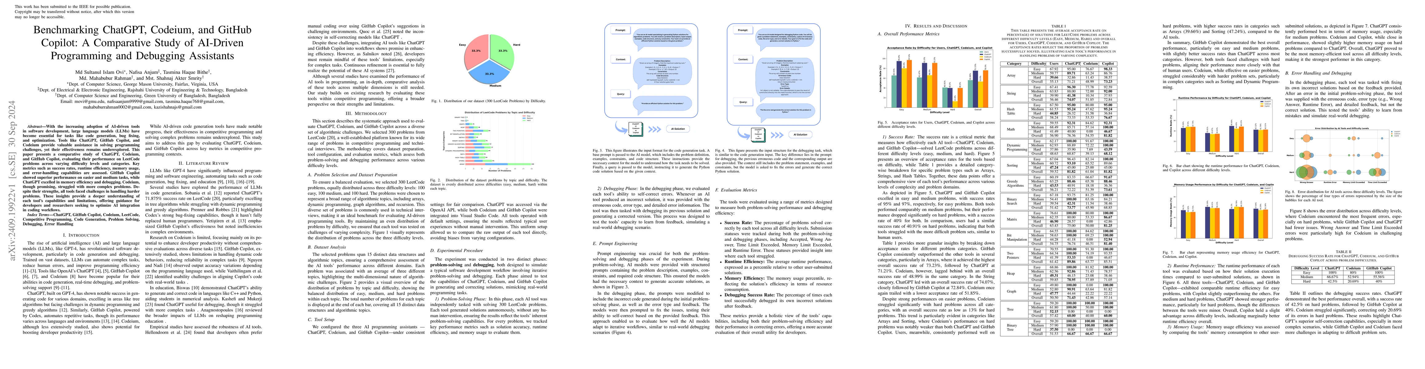 Thumbnail for Benchmarking ChatGPT, Codeium, and GitHub Copilot: A Comparative Study
  of AI-Driven Programming and Debugging Assistants