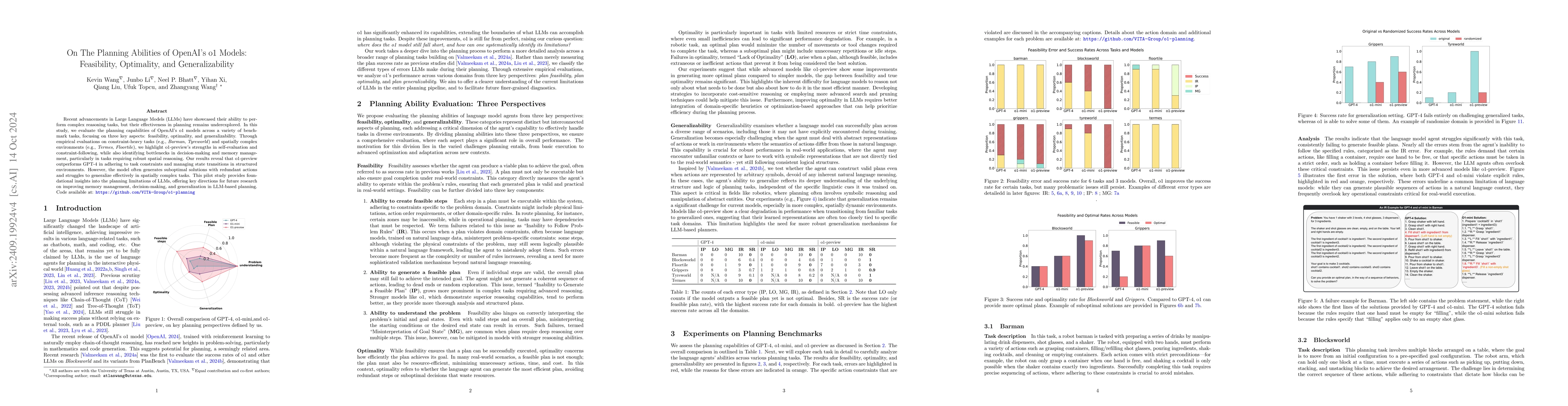Thumbnail for On The Planning Abilities of OpenAI's o1 Models: Feasibility,
  Optimality, and Generalizability