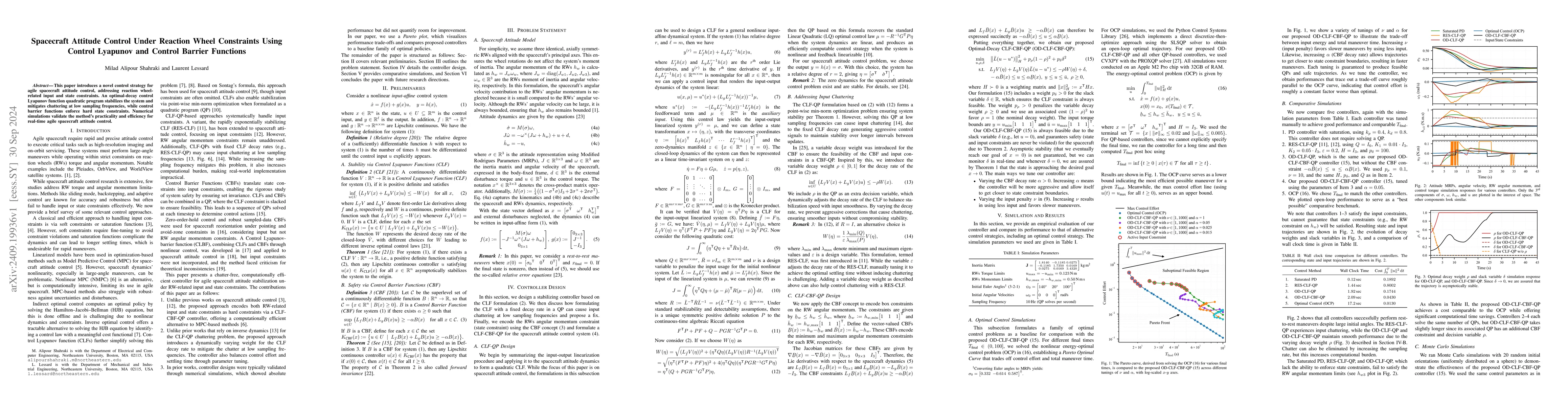 Thumbnail for Spacecraft Attitude Control Under Reaction Wheel Constraints Using
  Control Lyapunov and Control Barrier Functions