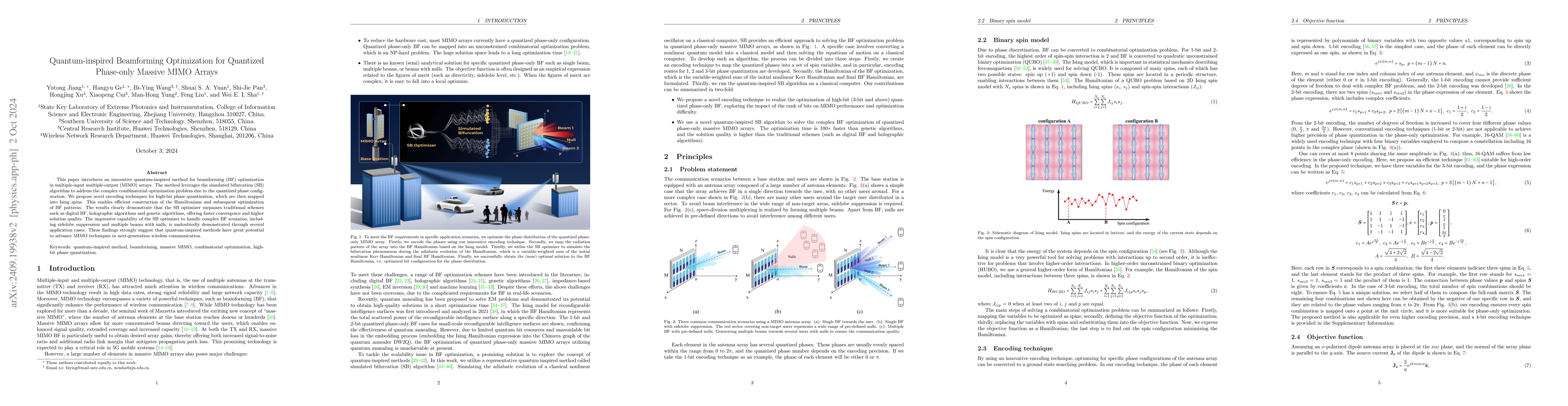 Thumbnail for Quantum-inspired Beamforming Optimization for Quantized Phase-only
  Massive MIMO Arrays