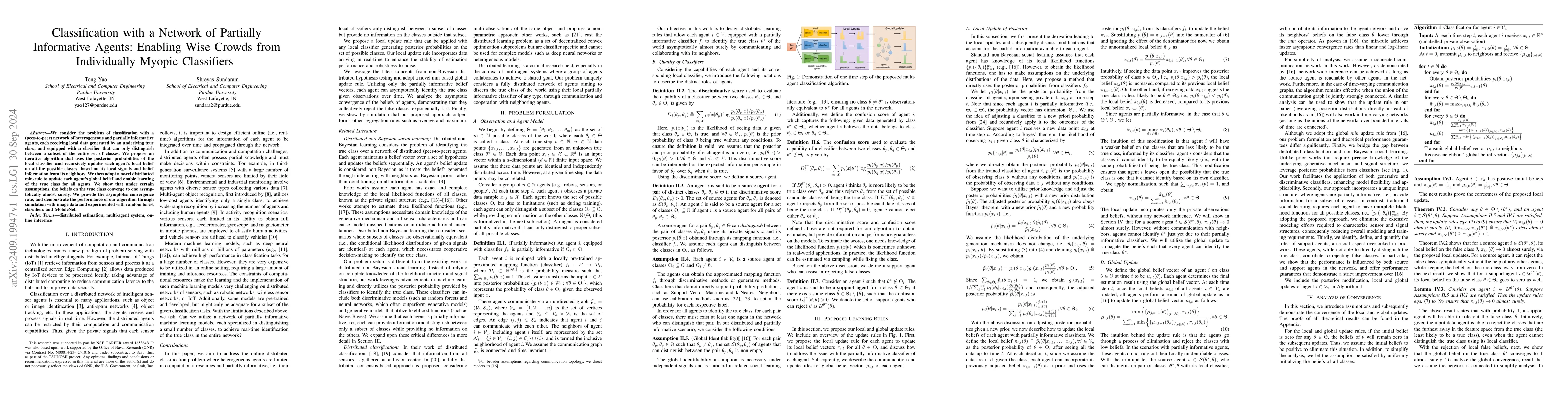 Thumbnail for Classification with a Network of Partially Informative Agents: Enabling
  Wise Crowds from Individually Myopic Classifiers